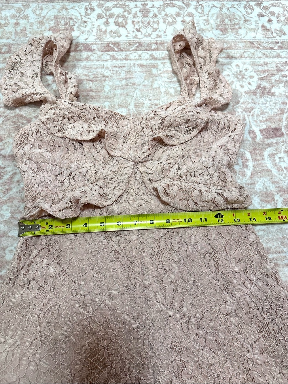 BCBG ๐ธ Dusty Rose Lace Ruffled Romper - Picture 12 of 16